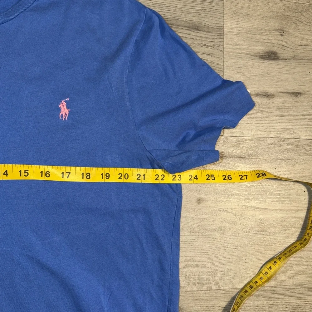 Polo Ralph Lauren Custom Fit T Shirt XL Blue‎ Short Sleeve Pink Pony Tee Mens